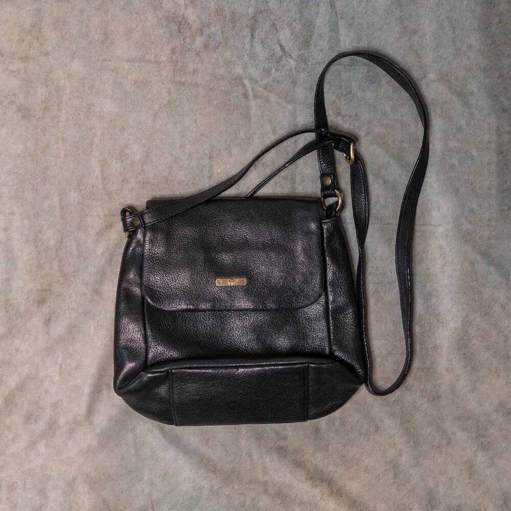 Entienne Aigner Black Crossbody Purse - 90s Handbag - 100% Cowhide Leather